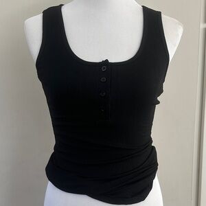 Black Sleeveless Buttoned Women's Top